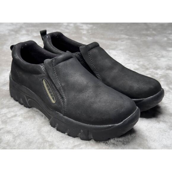 Roper Performance Black Leather Slip On Work Safety Shoes Mens Size 9 - Picture 1 of 16